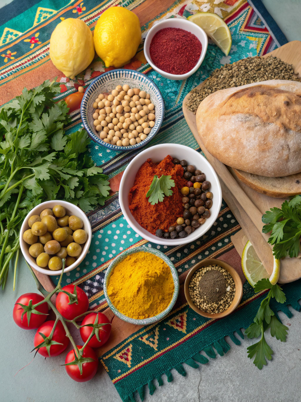 Moroccan street food ingredients